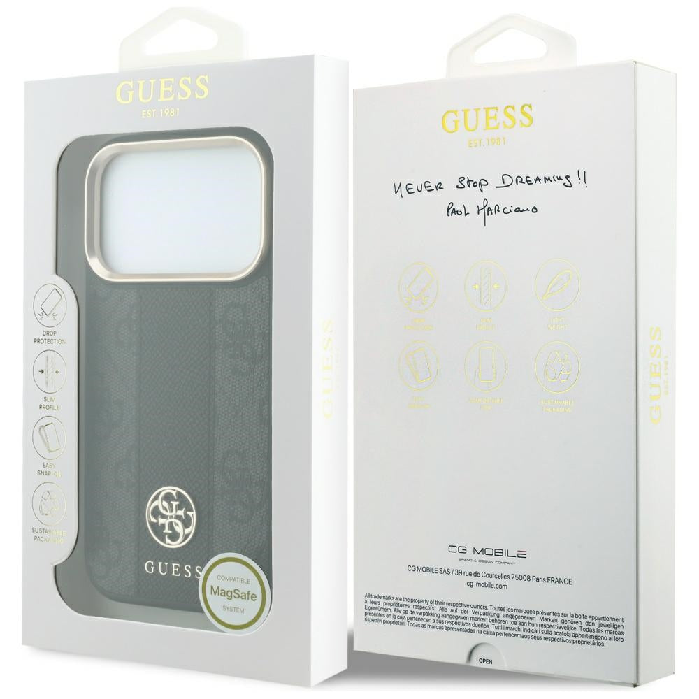 Etui MagSafe do Apple iPhone 18 Pro Max / 17 Pro Max, Guess, 4G Stripe Round Classic Logo, Czarna