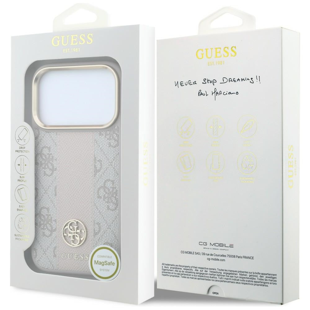 Etui MagSafe do Apple iPhone 18 Pro Max / 17 Pro Max, Guess, 4G Stripe Round Classic Logo, Różowe