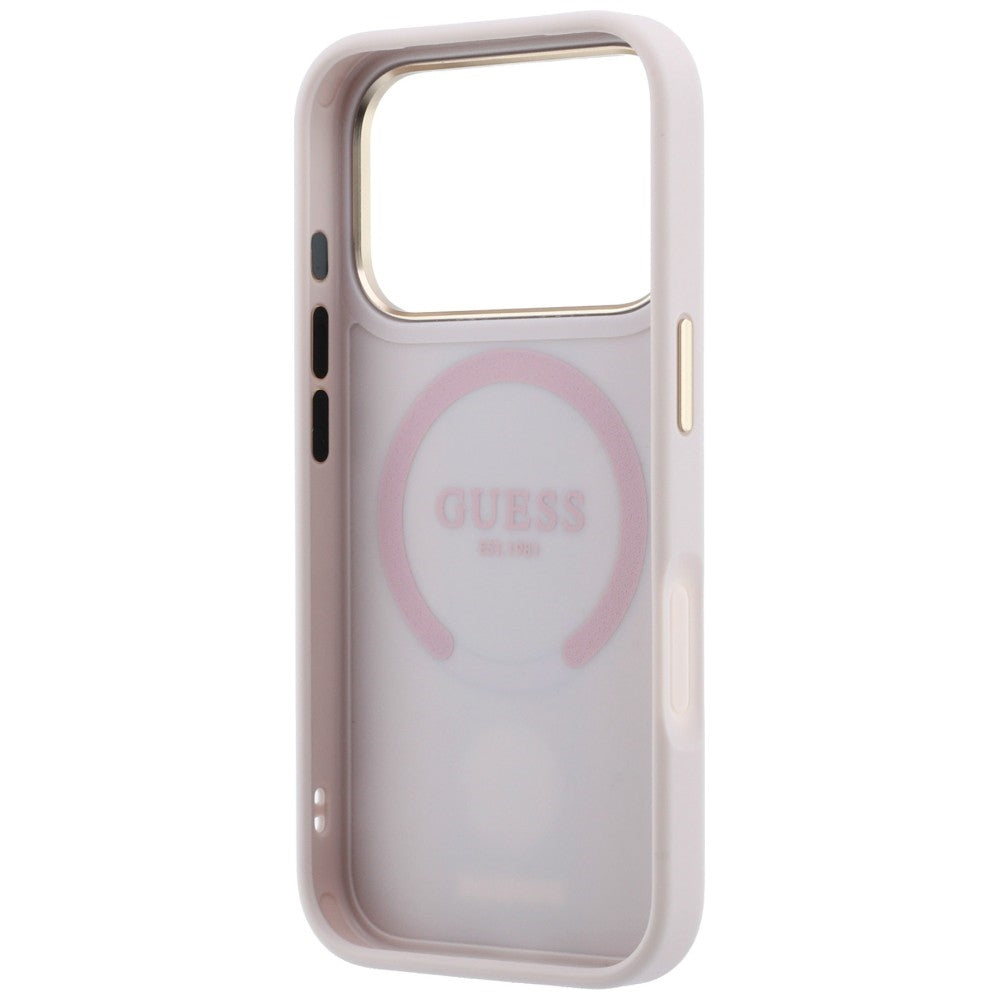 Etui MagSafe do Apple iPhone 18 Pro Max / 17 Pro Max, Guess, 4G Stripe Round Classic Logo, Różowe