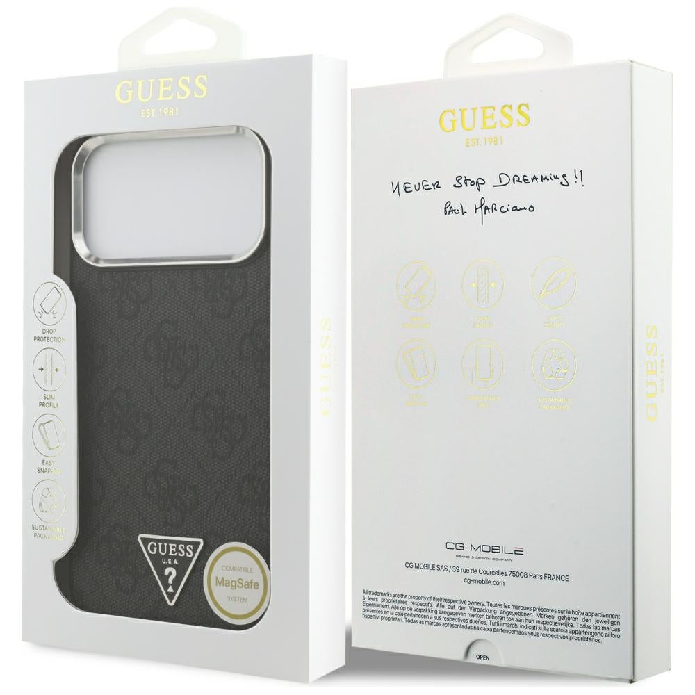 Etui MagSafe do Apple iPhone 18 Pro Max / 17 Pro Max, Guess, 4G Triangle Logo, czarne