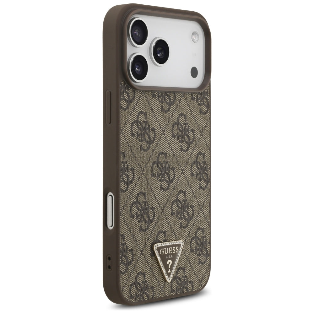 Etui MagSafe do Apple iPhone 18 Pro Max / 17 Pro Max, Guess, 4G Triangle Strass, Brązowe