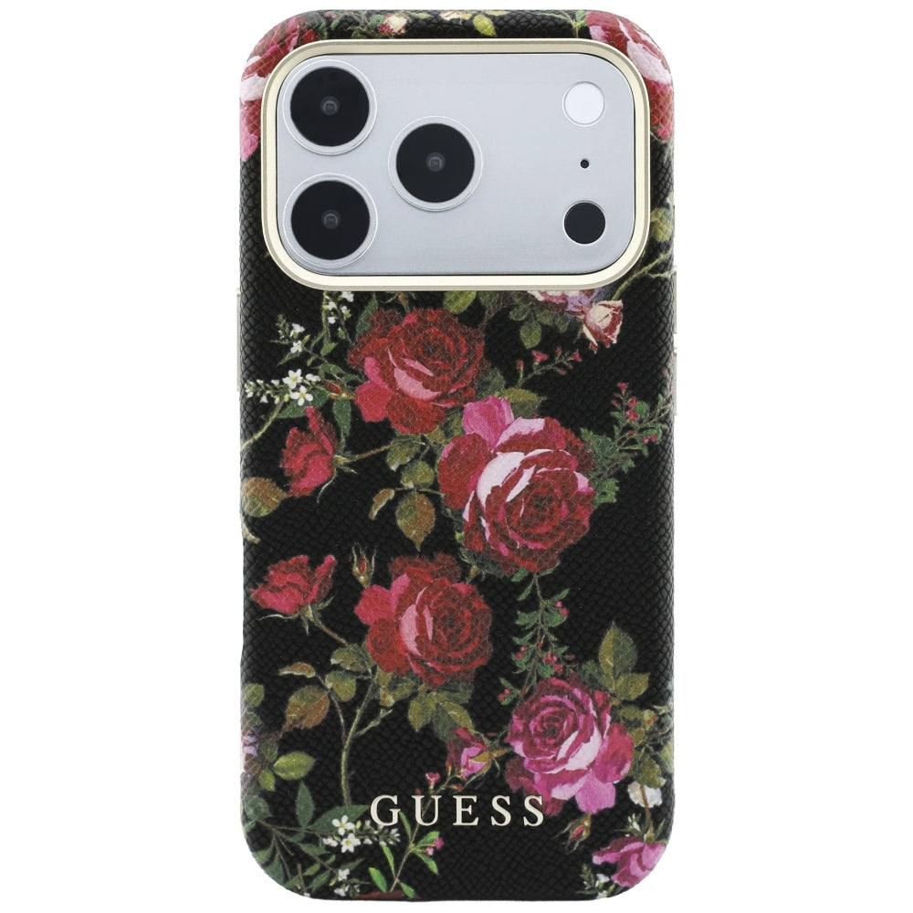 Etui MagSafe do Apple iPhone 18 Pro Max / 17 Pro Max, Guess, Blossom Roses Print, czarne
