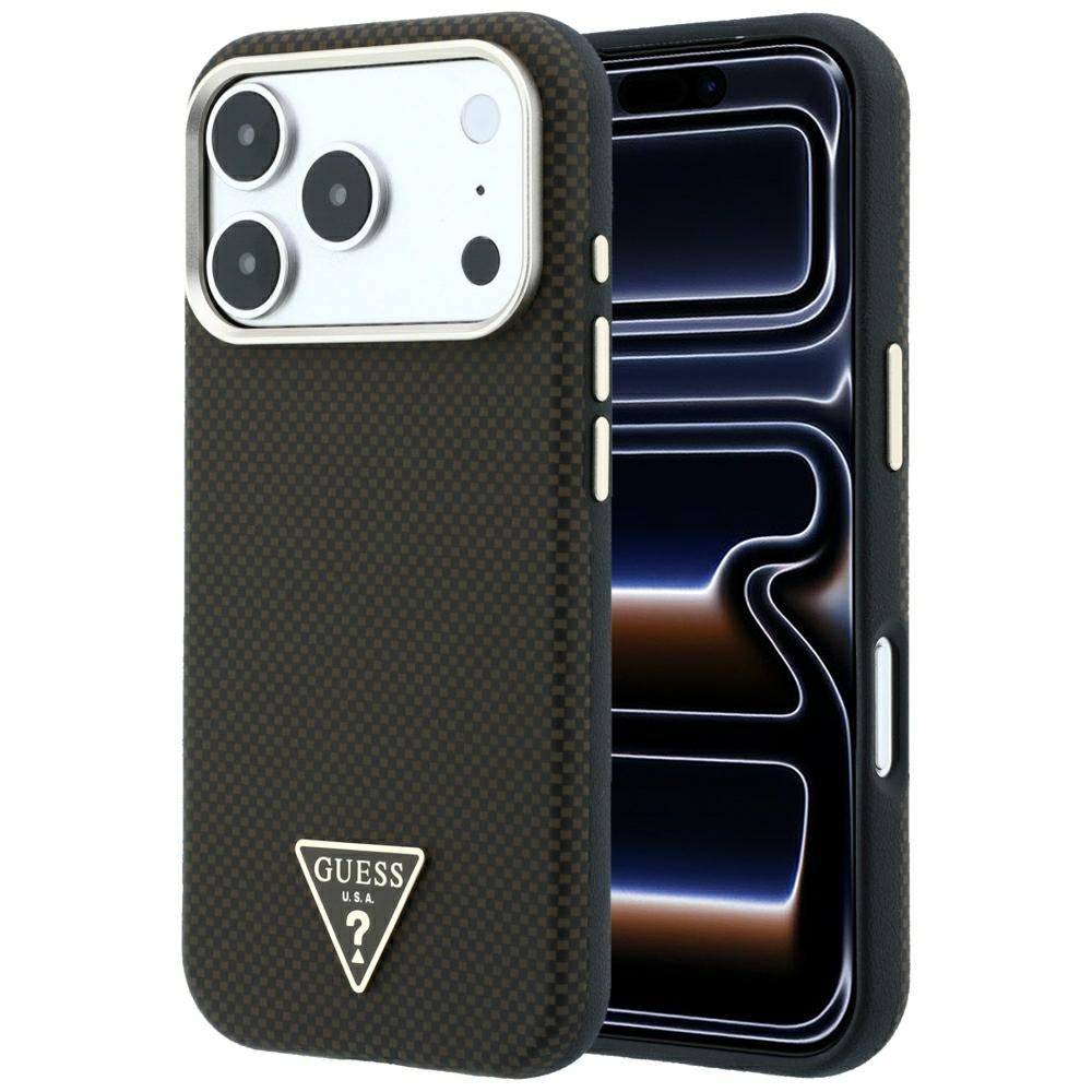 Etui MagSafe do Apple iPhone 18 Pro Max / 17 Pro Max, Guess, Kevlar Triangle Logo, Brązowe