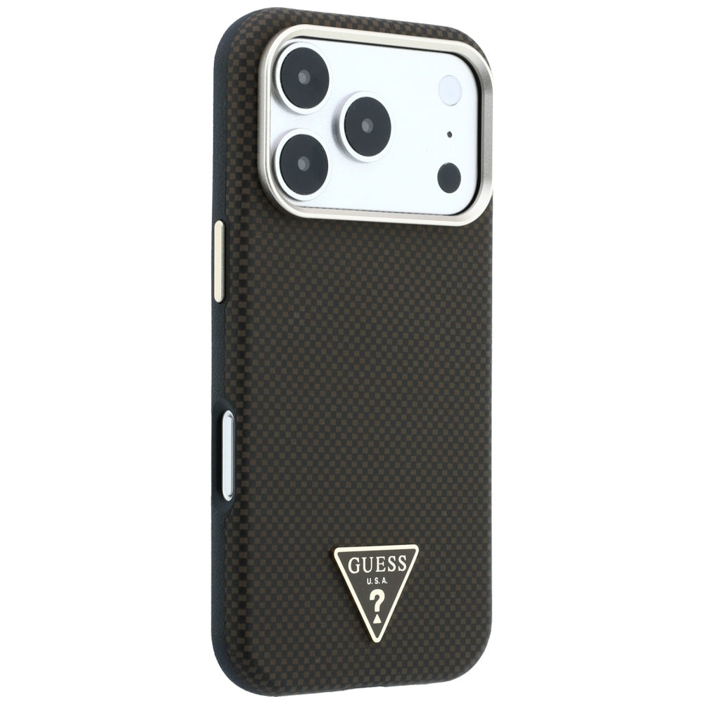 Etui MagSafe do Apple iPhone 18 Pro Max / 17 Pro Max, Guess, Kevlar Triangle Logo, Brązowe