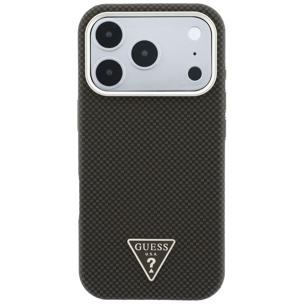 Etui MagSafe do Apple iPhone 18 Pro Max / 17 Pro Max, Guess, Kevlar Triangle Logo, Brązowe