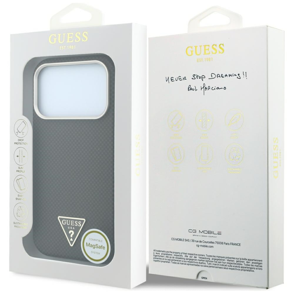 Etui MagSafe do Apple iPhone 18 Pro Max / 17 Pro Max, Guess, Kevlar Triangle Logo, Brązowe