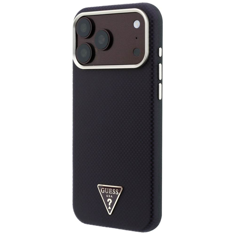 Etui MagSafe do Apple iPhone 18 Pro Max / 17 Pro Max, Guess, Logo Kevlar Triangle, Wiśniowy