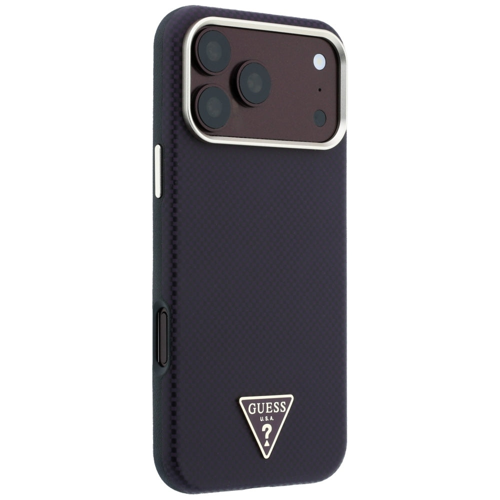 Etui MagSafe do Apple iPhone 18 Pro Max / 17 Pro Max, Guess, Logo Kevlar Triangle, Wiśniowy