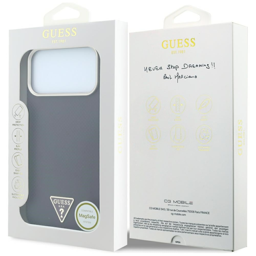 Etui MagSafe do Apple iPhone 18 Pro Max / 17 Pro Max, Guess, Logo Kevlar Triangle, Wiśniowy