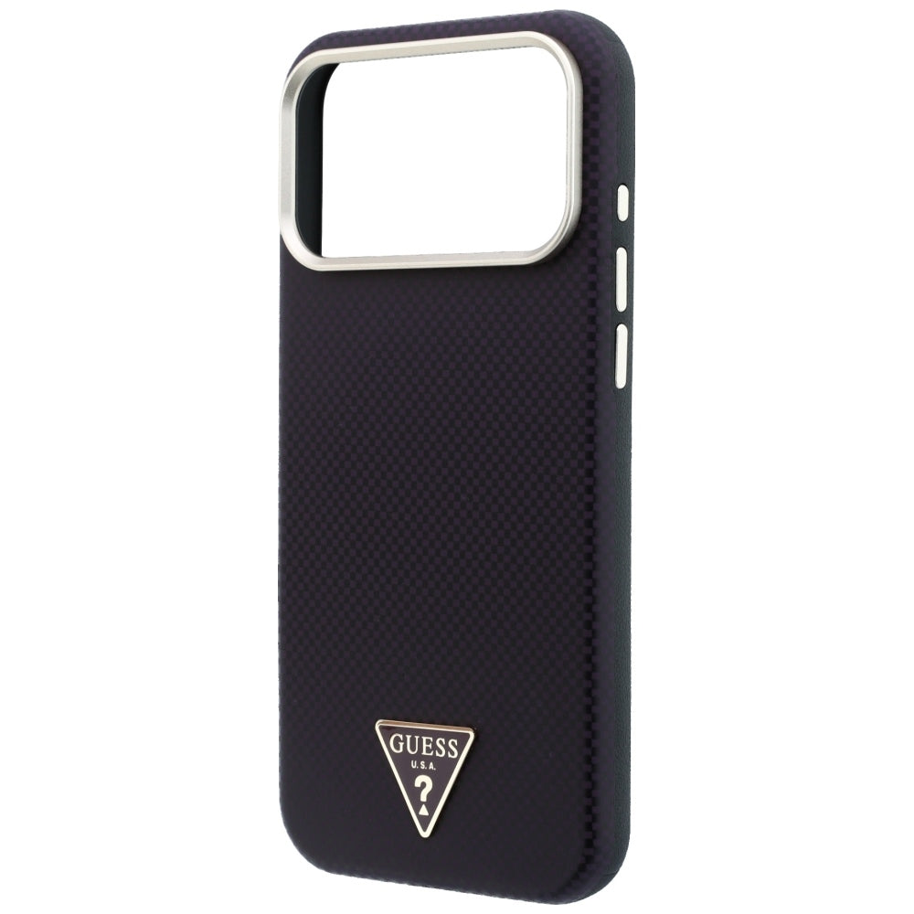 Etui MagSafe do Apple iPhone 18 Pro Max / 17 Pro Max, Guess, Logo Kevlar Triangle, Wiśniowy