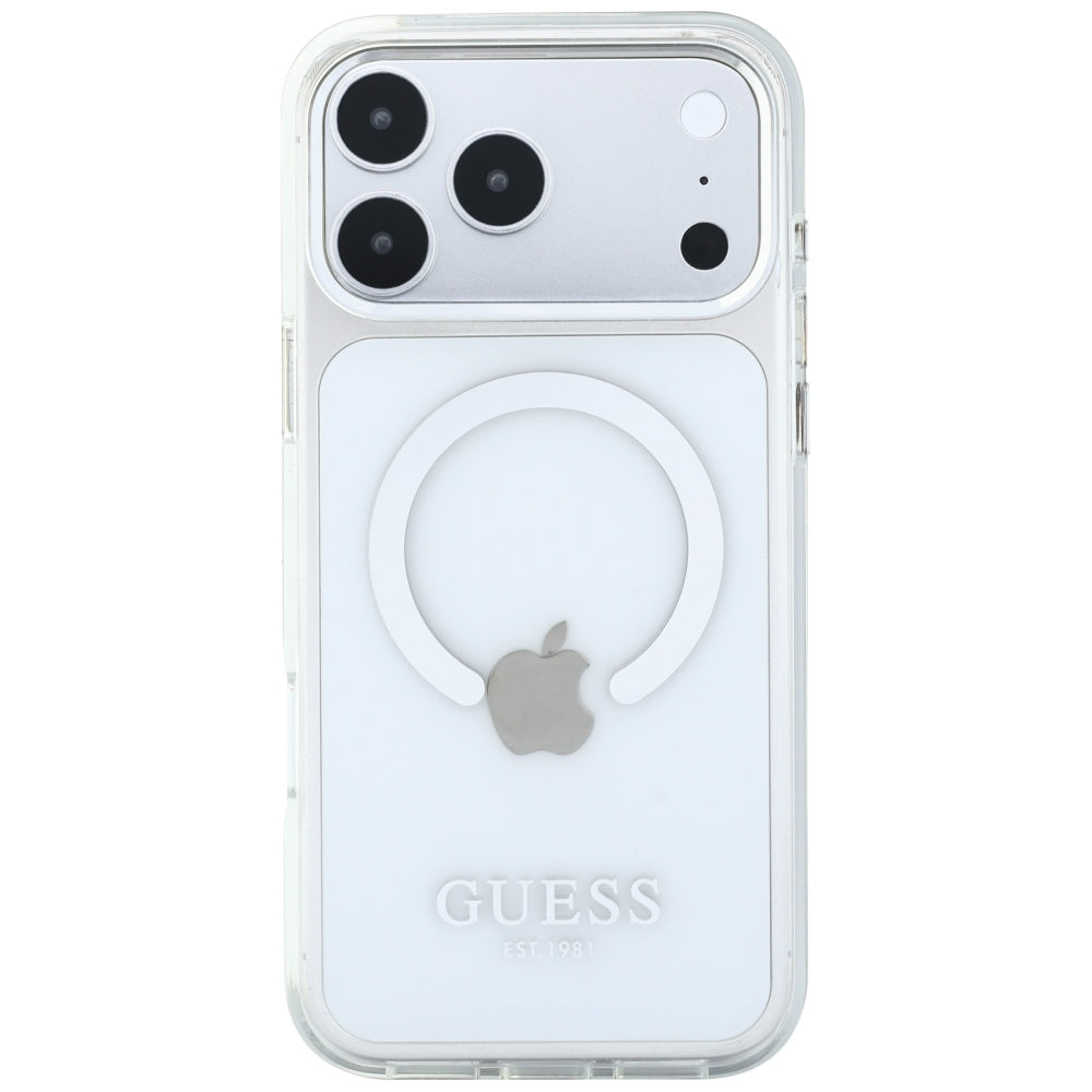 Etui MagSafe do Apple iPhone 18 Pro Max / 17 Pro Max, Guess, Metal Outline, Srebrne