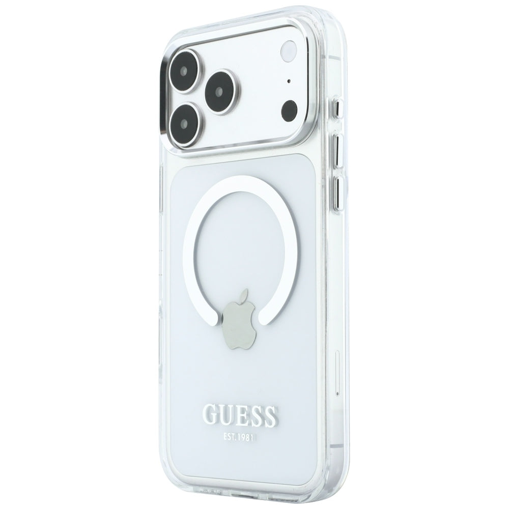 Etui MagSafe do Apple iPhone 18 Pro Max / 17 Pro Max, Guess, Metal Outline, Srebrne