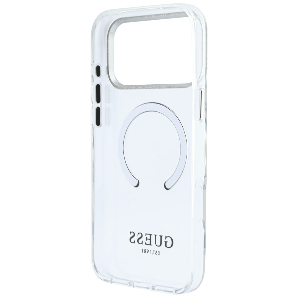 Etui MagSafe do Apple iPhone 18 Pro Max / 17 Pro Max, Guess, Metal Outline, Srebrne