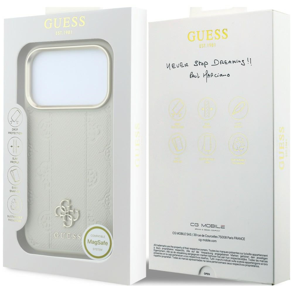 Etui MagSafe do Apple iPhone 18 Pro Max / 17 Pro Max, Guess, Peony 4G Small Logo, Beżowe