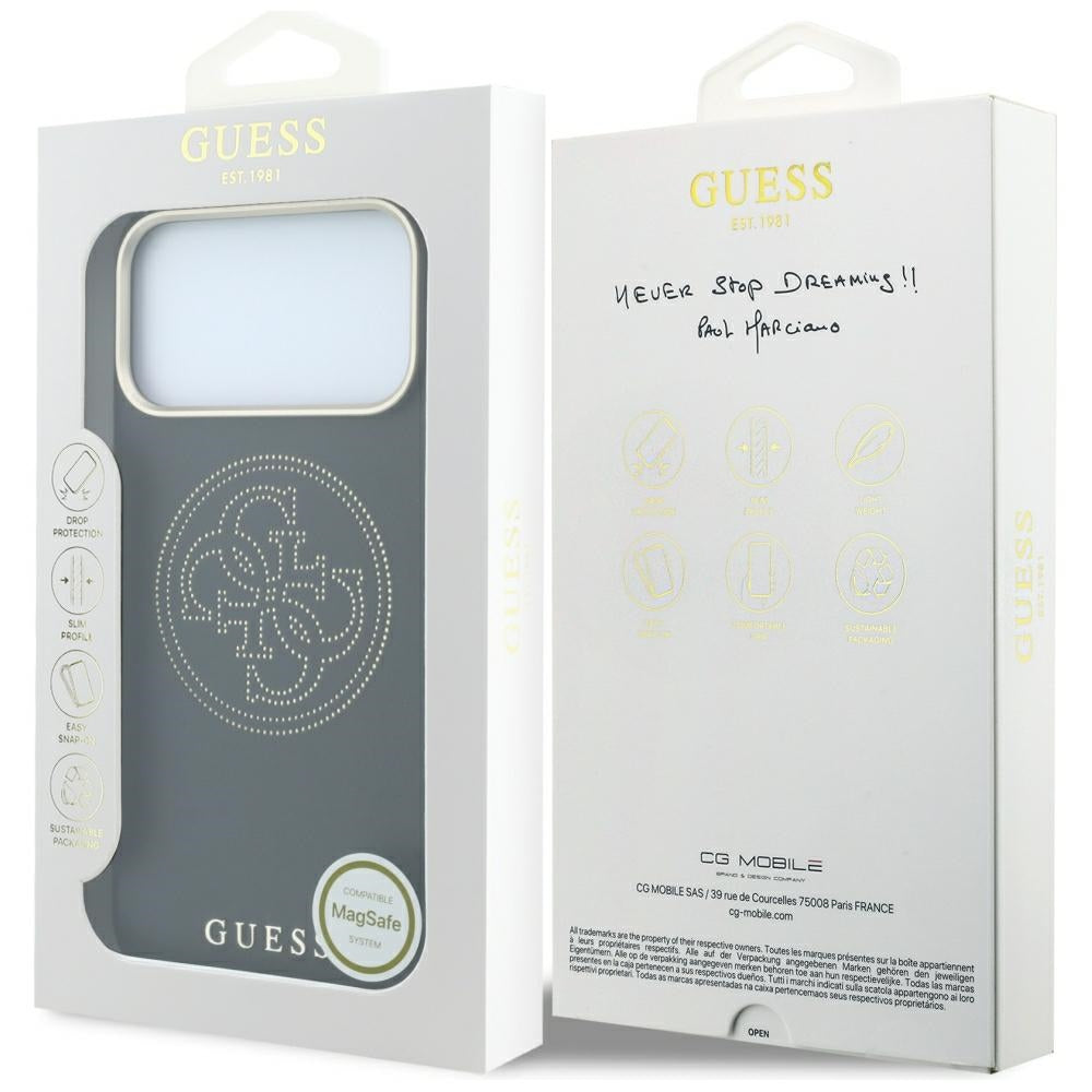 Etui MagSafe do Apple iPhone 18 Pro Max / 17 Pro Max, Guess, Perforated 4G, czarne