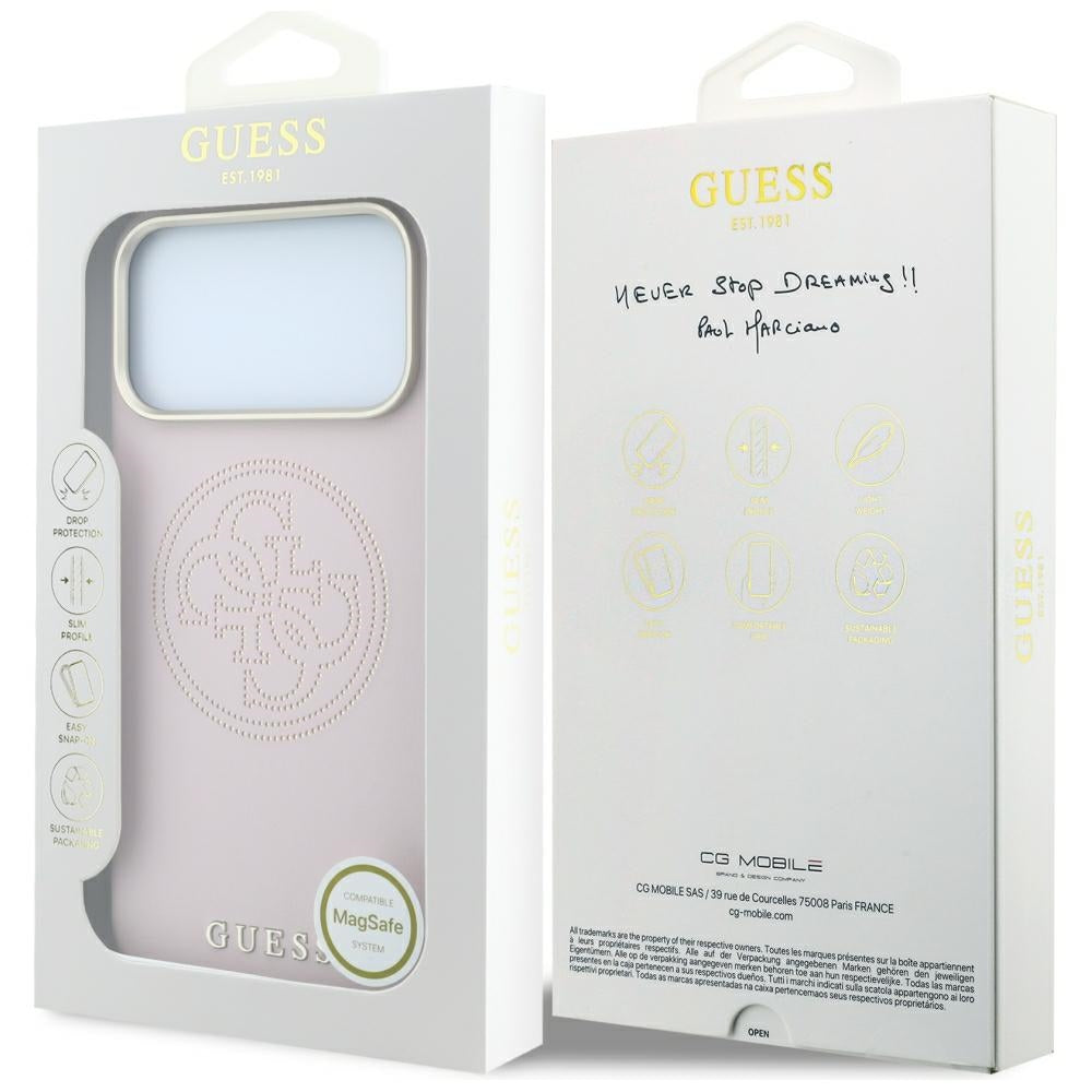 Etui MagSafe do Apple iPhone 18 Pro Max / 17 Pro Max, Guess, Perforated 4G, Różowe