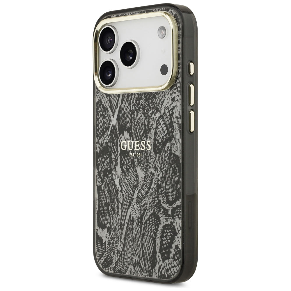 Etui MagSafe do Apple iPhone 18 Pro Max / 17 Pro Max, Guess, wzór pytona, czarne