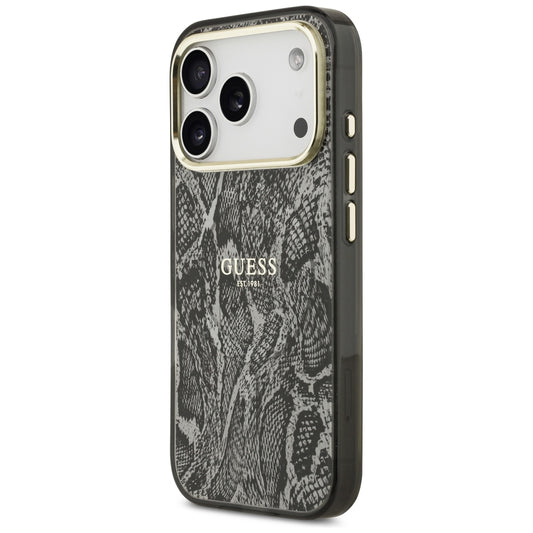 Etui MagSafe do Apple iPhone 18 Pro Max / 17 Pro Max, Guess, wzór pytona, czarne