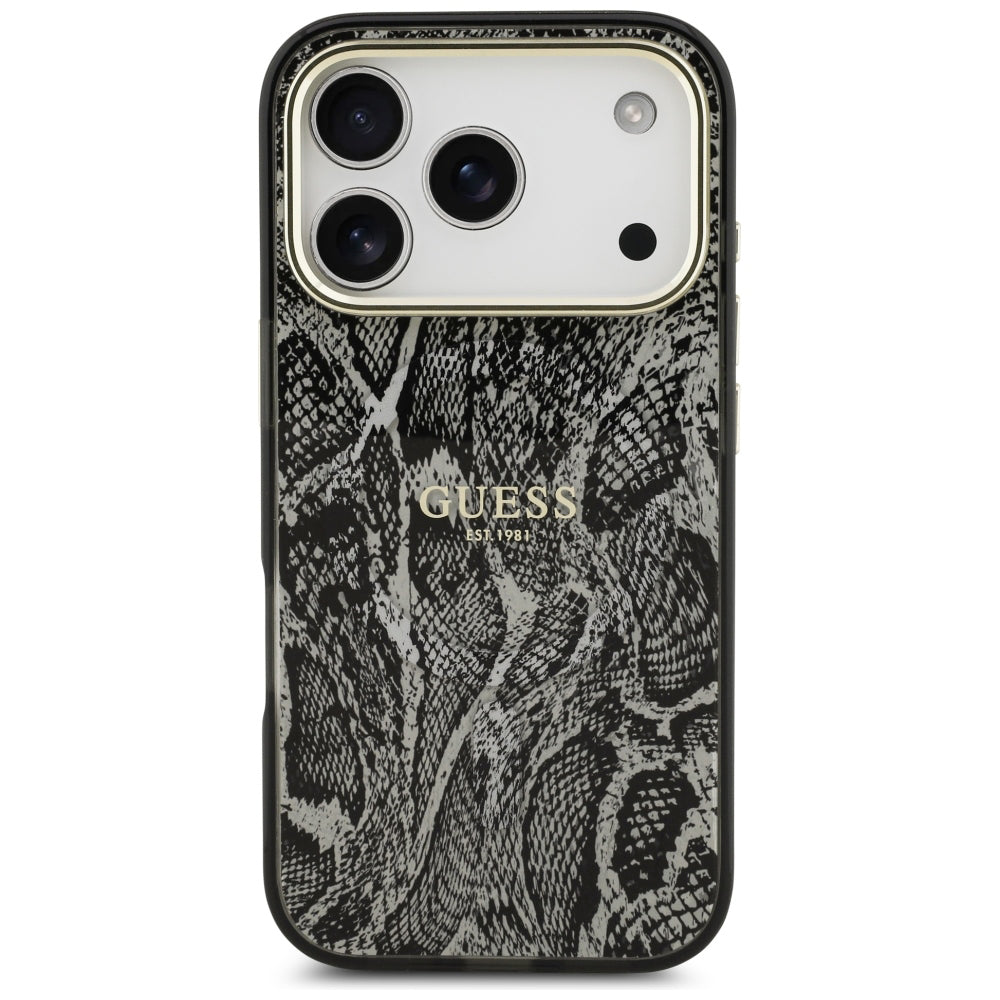 Etui MagSafe do Apple iPhone 18 Pro Max / 17 Pro Max, Guess, wzór pytona, czarne