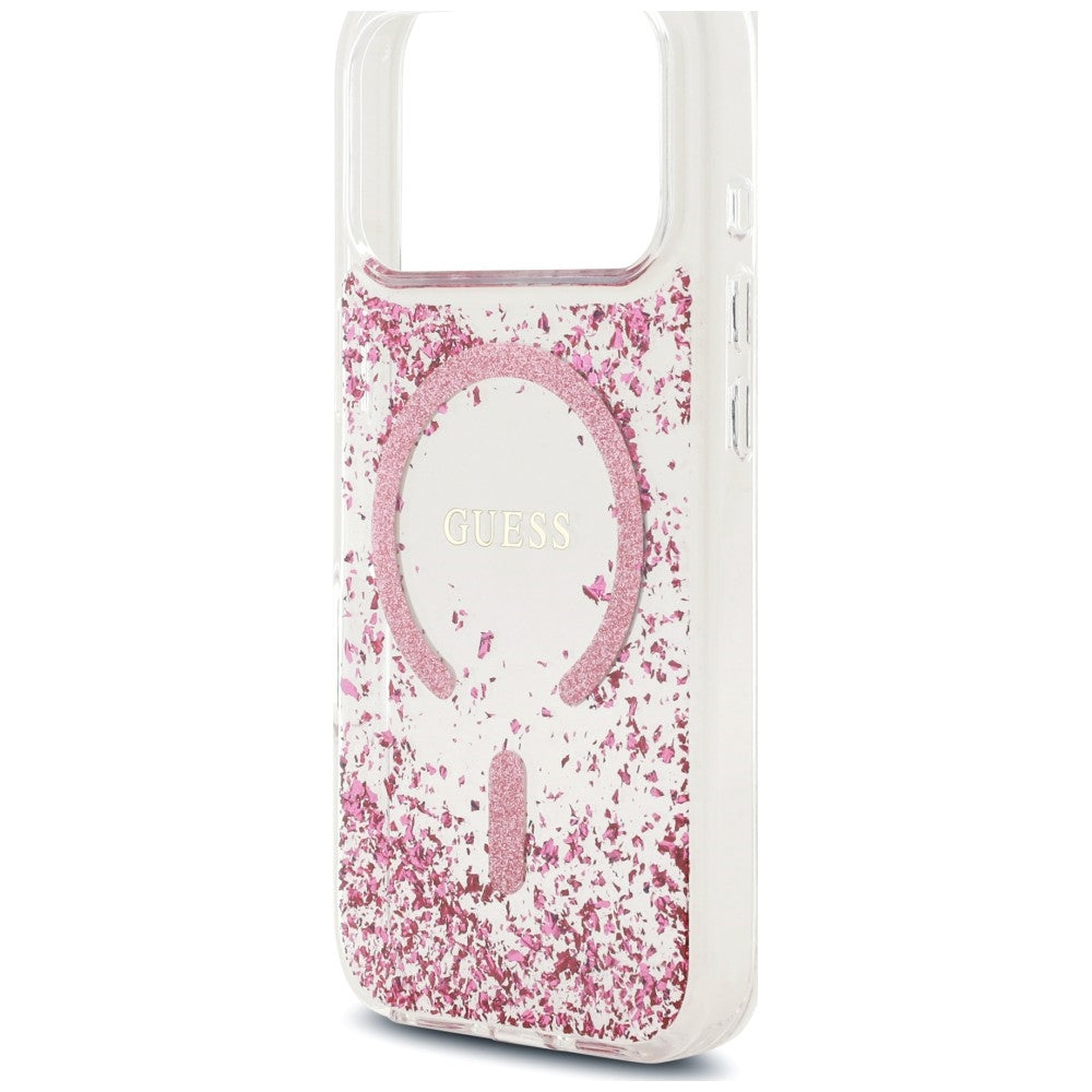 Etui MagSafe do Apple iPhone 18 Pro Max / 17 Pro Max, Guess, Resin Bottom Glitter, Różowe