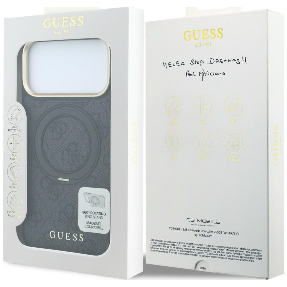Etui MagSafe do Apple iPhone 18 Pro Max / 17 Pro Max, Guess, Ring Stand Classic Logo, Czarna