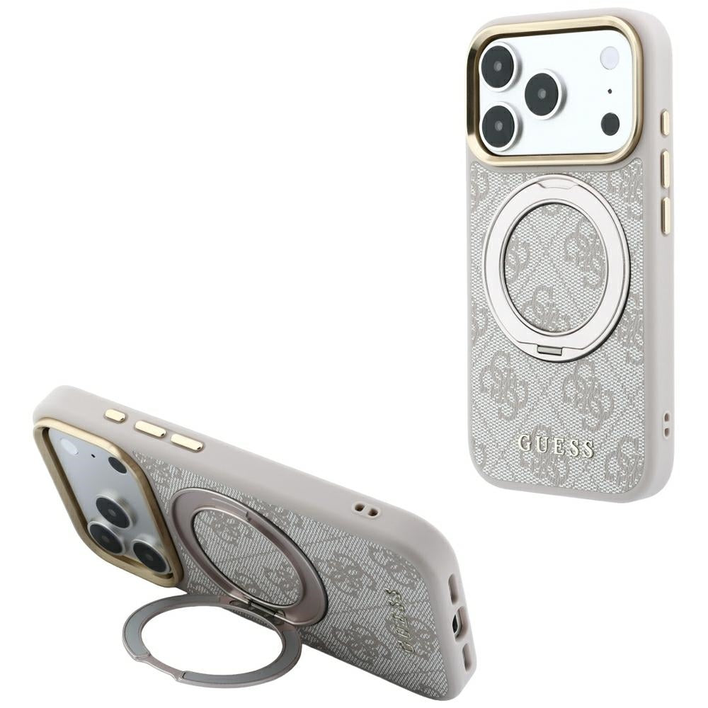 Etui MagSafe do Apple iPhone 18 Pro Max / 17 Pro Max, Guess, Ring Stand Classic Logo, Różowe