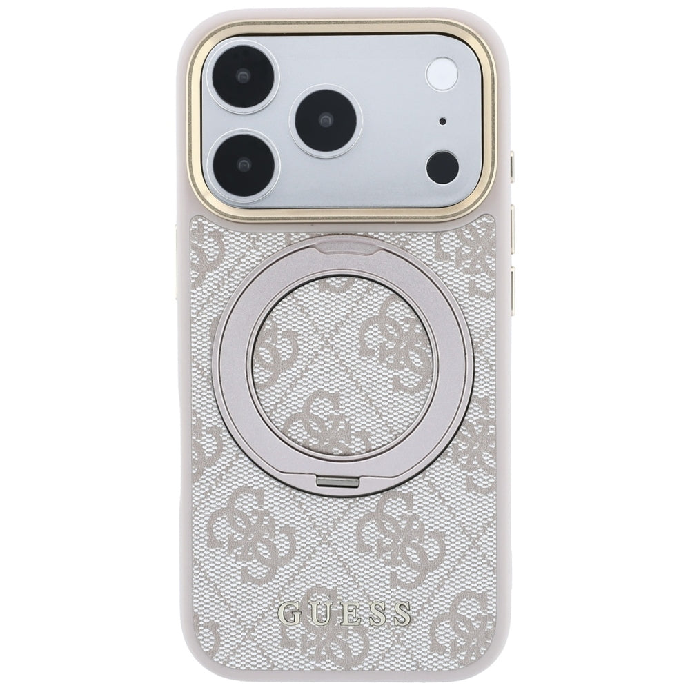 Etui MagSafe do Apple iPhone 18 Pro Max / 17 Pro Max, Guess, Ring Stand Classic Logo, Różowe