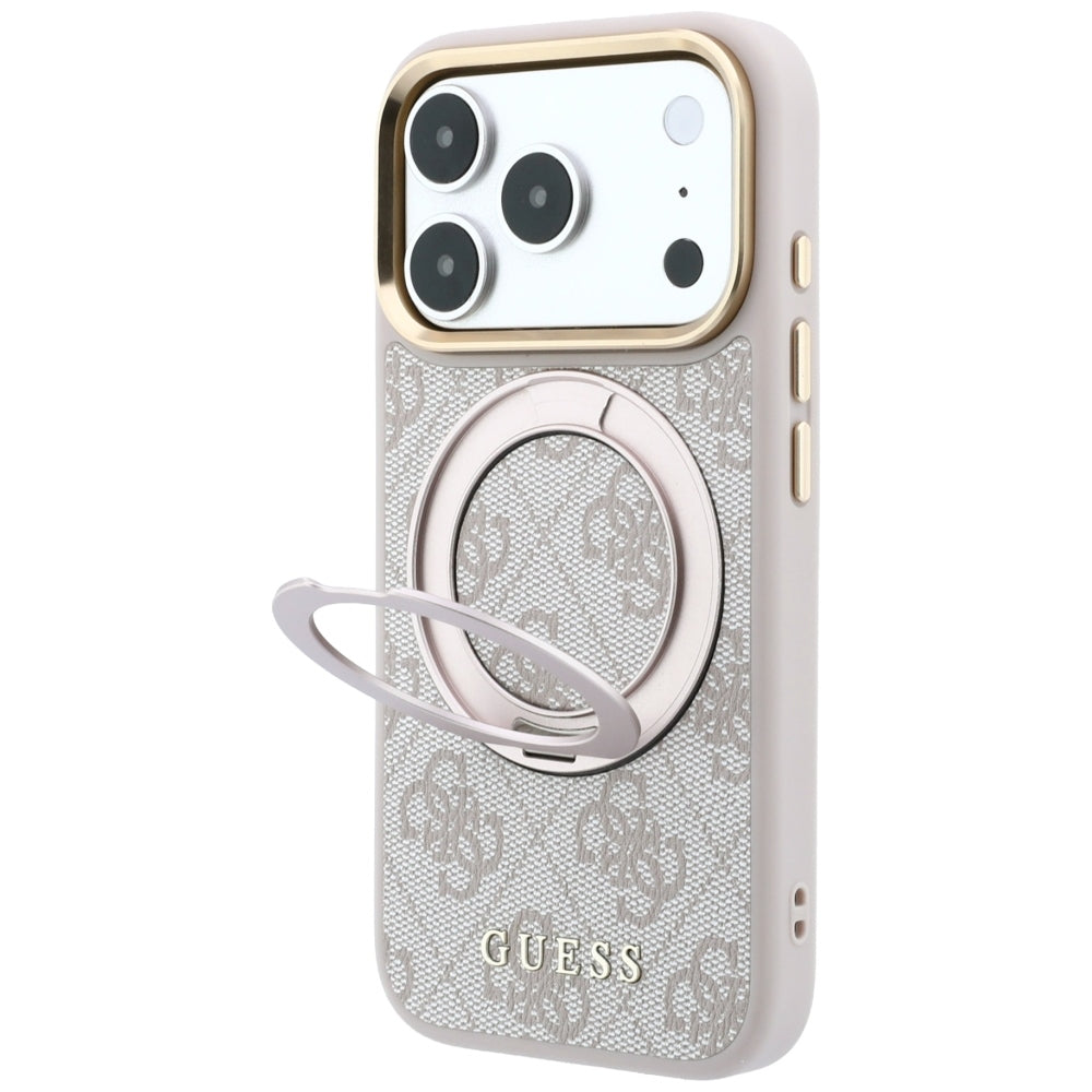 Etui MagSafe do Apple iPhone 18 Pro Max / 17 Pro Max, Guess, Ring Stand Classic Logo, Różowe