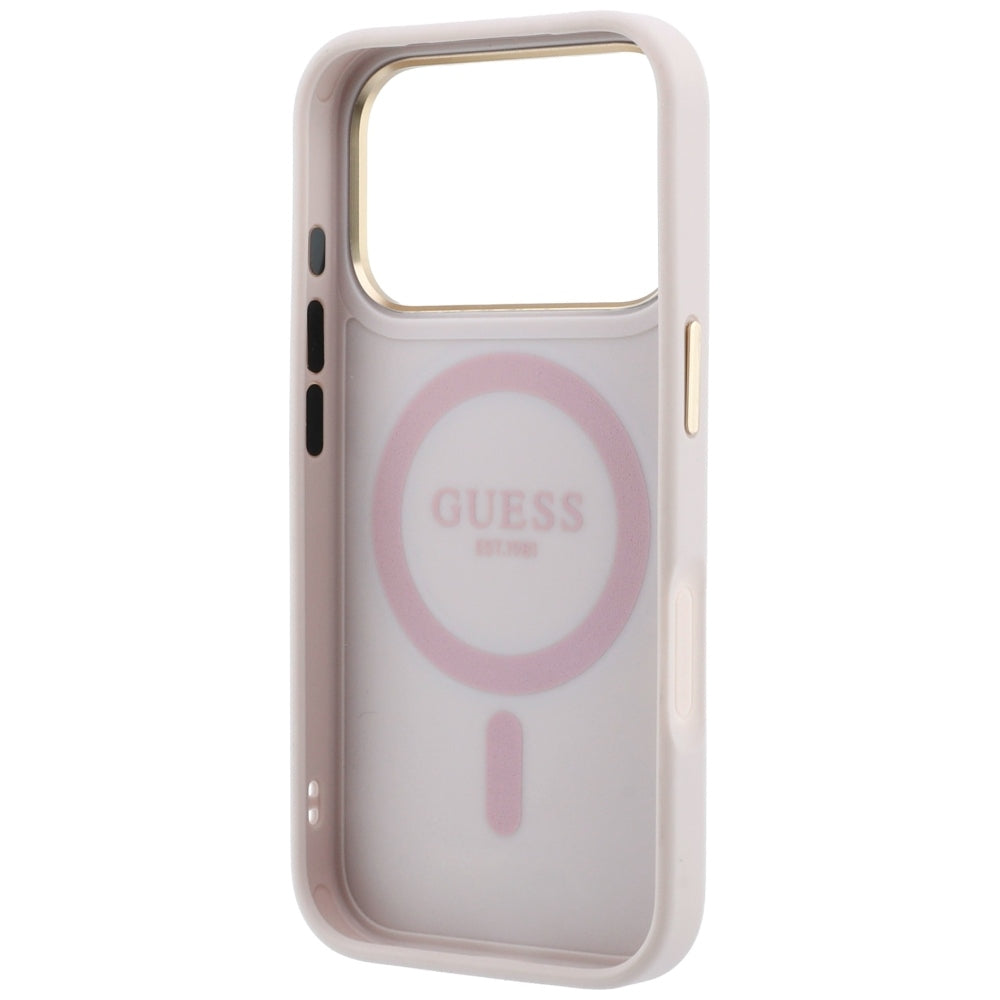 Etui MagSafe do Apple iPhone 18 Pro Max / 17 Pro Max, Guess, Ring Stand Classic Logo, Różowe