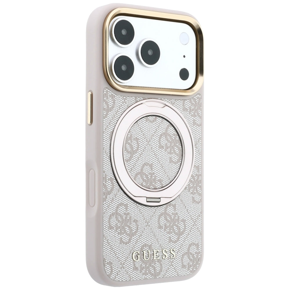 Etui MagSafe do Apple iPhone 18 Pro Max / 17 Pro Max, Guess, Ring Stand Classic Logo, Różowe