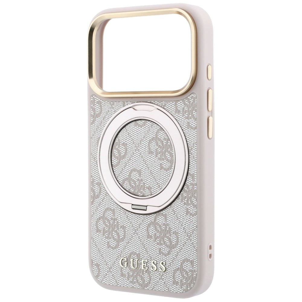 Etui MagSafe do Apple iPhone 18 Pro Max / 17 Pro Max, Guess, Ring Stand Classic Logo, Różowe