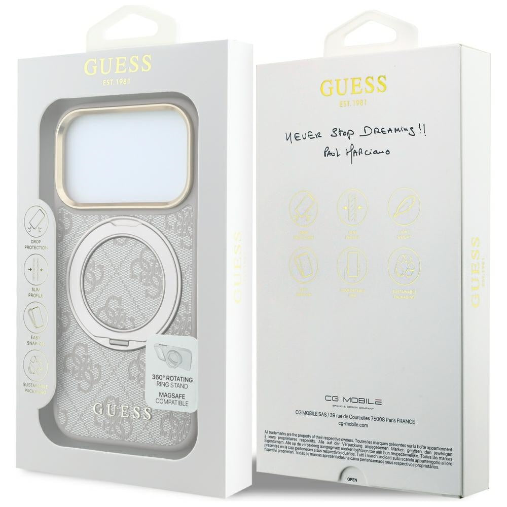 Etui MagSafe do Apple iPhone 18 Pro Max / 17 Pro Max, Guess, Ring Stand Classic Logo, Różowe