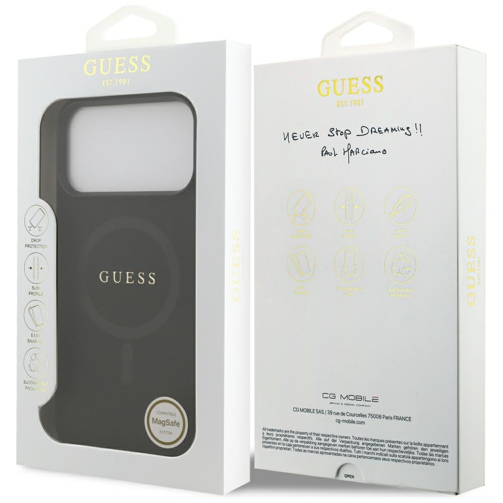 Etui MagSafe do Apple iPhone 18 Pro Max / 17 Pro Max, Guess, Saffiano, czarne