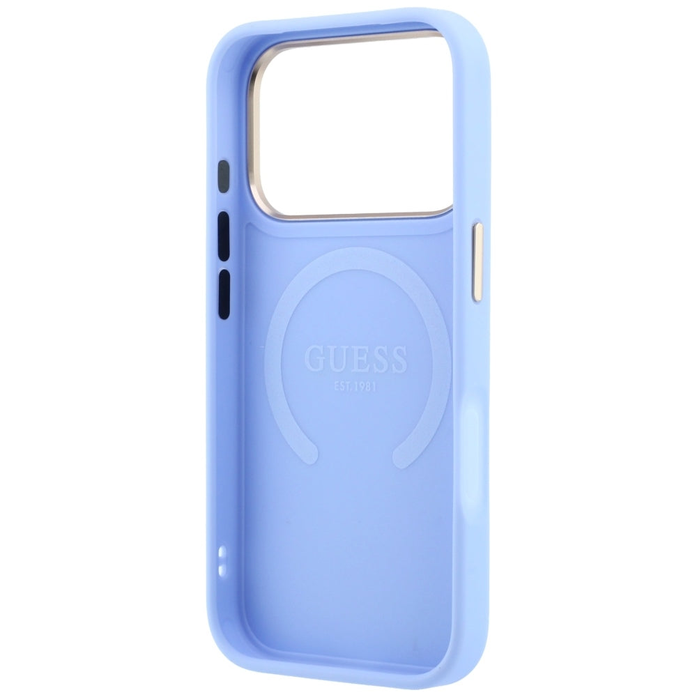Etui MagSafe do Apple iPhone 18 Pro Max / 17 Pro Max, Guess, Saffiano Peony Ring, Bleu