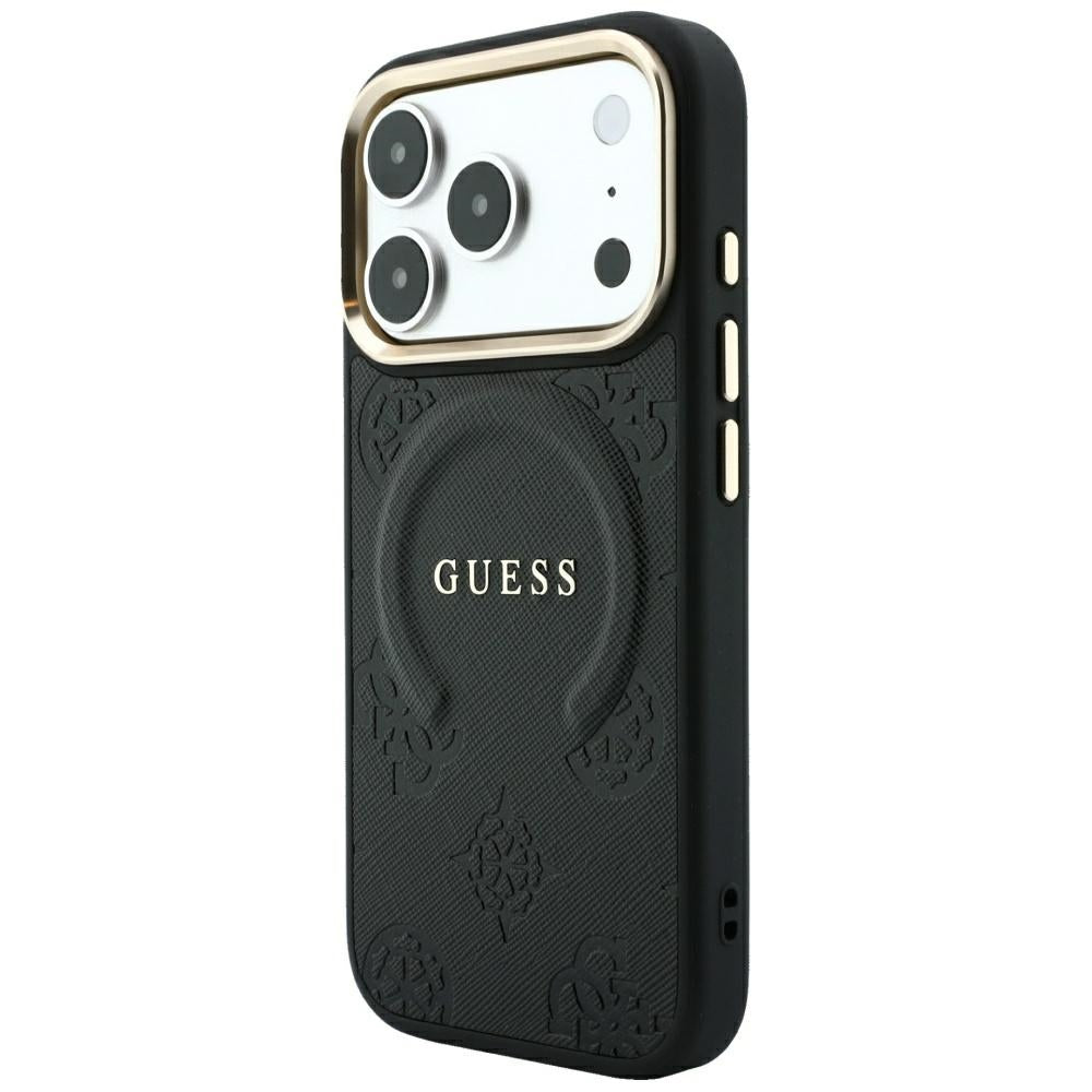 Etui MagSafe do Apple iPhone 18 Pro Max / 17 Pro Max, Guess, Saffiano Peony Ring, czarne