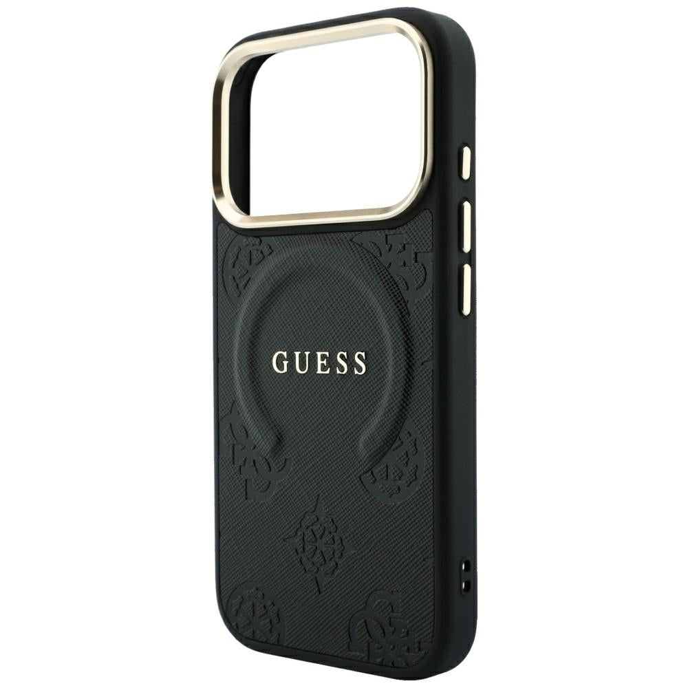 Etui MagSafe do Apple iPhone 18 Pro Max / 17 Pro Max, Guess, Saffiano Peony Ring, czarne