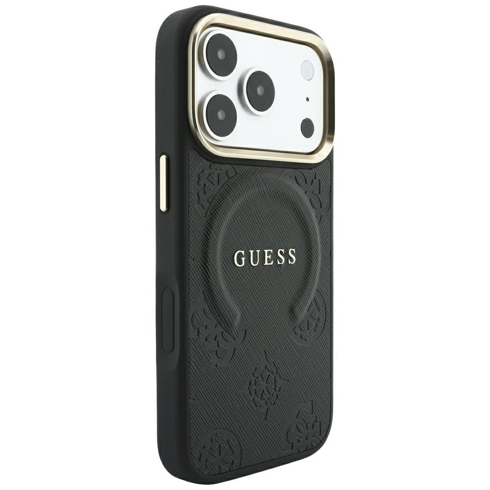 Etui MagSafe do Apple iPhone 18 Pro Max / 17 Pro Max, Guess, Saffiano Peony Ring, czarne