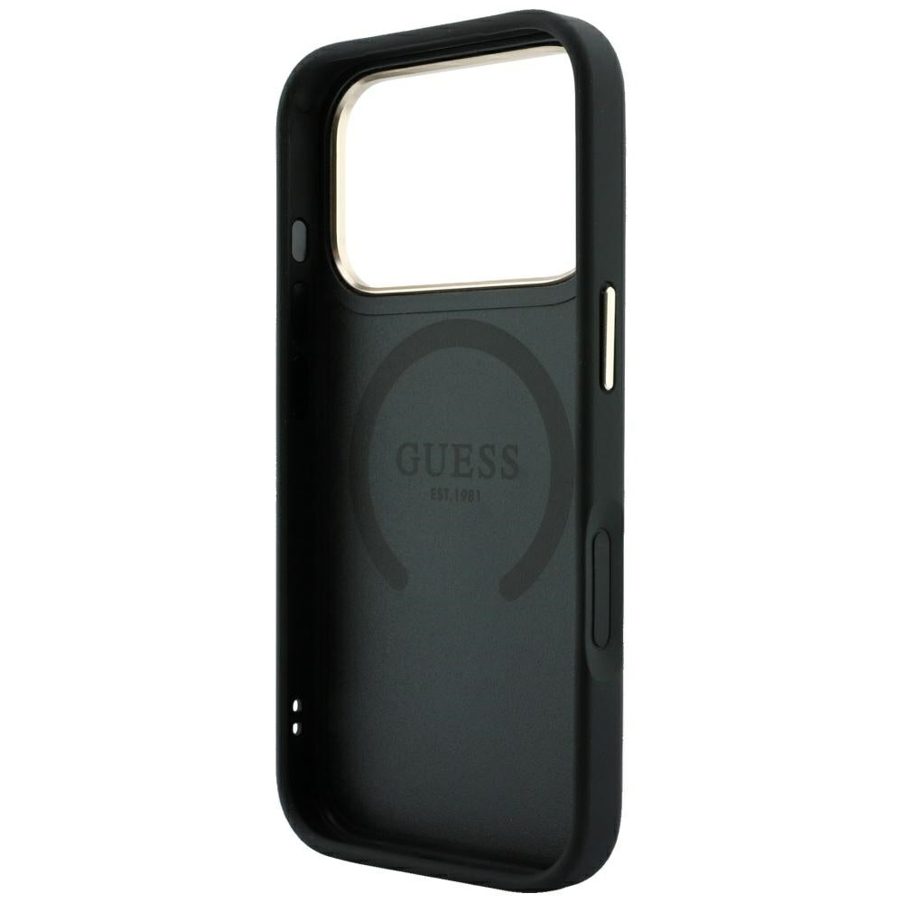 Etui MagSafe do Apple iPhone 18 Pro Max / 17 Pro Max, Guess, Saffiano Peony Ring, czarne