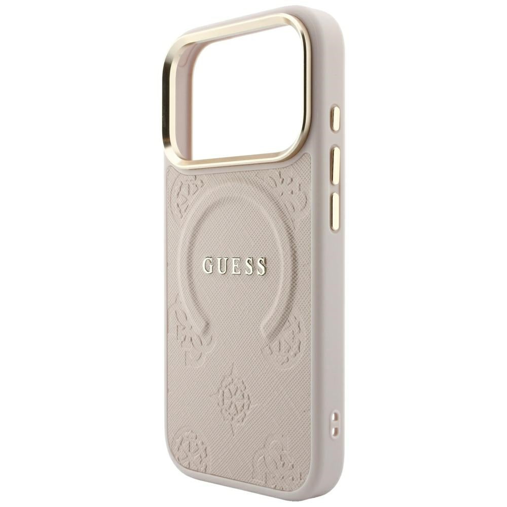 Etui MagSafe do Apple iPhone 18 Pro Max / 17 Pro Max, Guess, Saffiano Peony Ring, różowe
