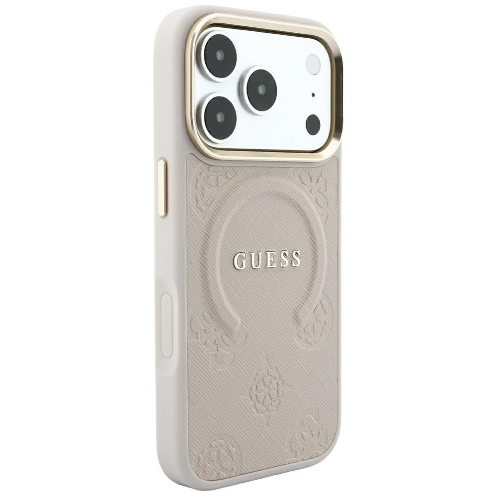 Etui MagSafe do Apple iPhone 18 Pro Max / 17 Pro Max, Guess, Saffiano Peony Ring, różowe