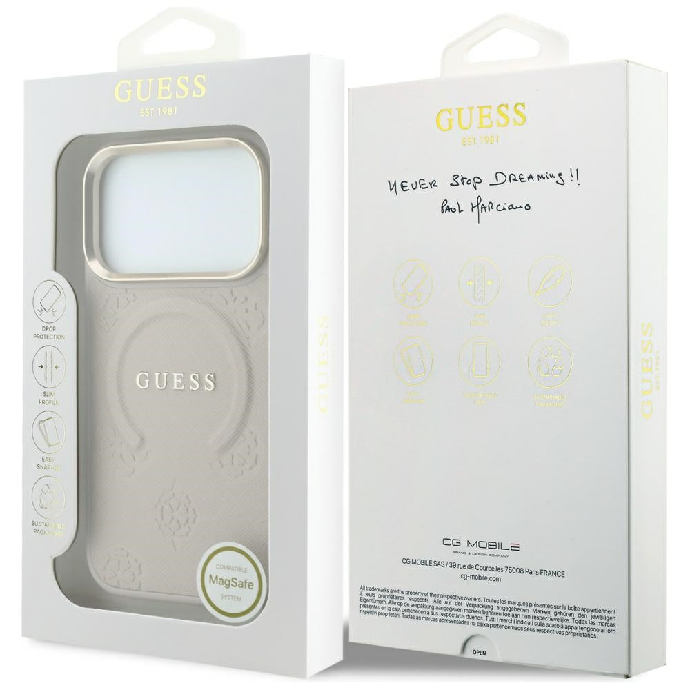 Etui MagSafe do Apple iPhone 18 Pro Max / 17 Pro Max, Guess, Saffiano Peony Ring, różowe