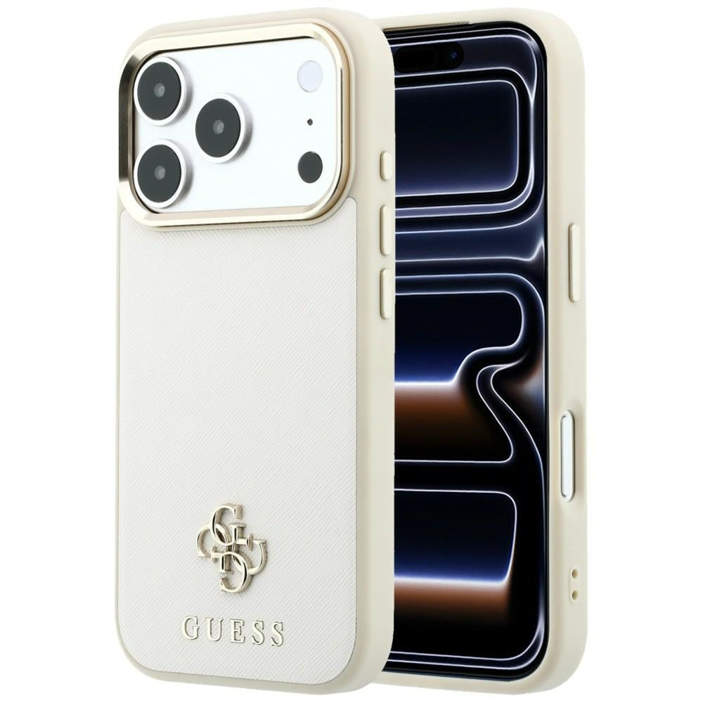 Etui MagSafe do Apple iPhone 18 Pro Max / 17 Pro Max, Guess, Saffiano Small 4G Classic, Beż
