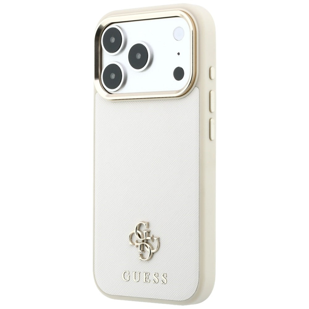 Etui MagSafe do Apple iPhone 18 Pro Max / 17 Pro Max, Guess, Saffiano Small 4G Classic, Beż