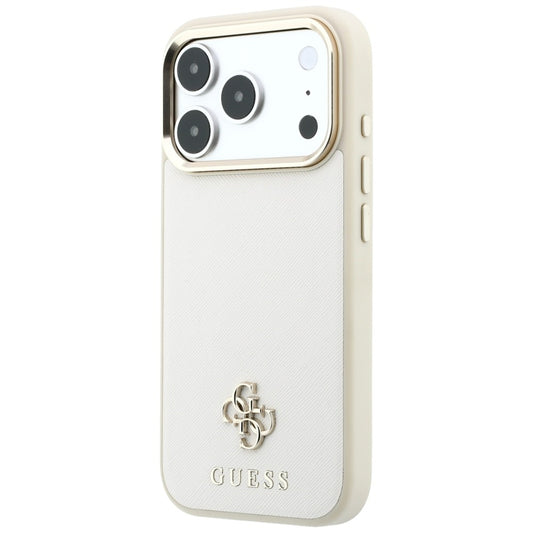 MagSafe Case for Apple iPhone 18 Pro Max / 17 Pro Max, Guess, Saffiano Small 4G Classic, Beige