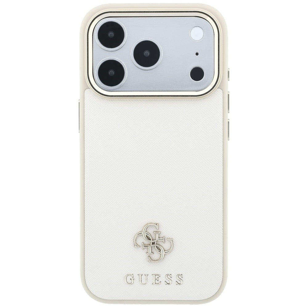 Etui MagSafe do Apple iPhone 18 Pro Max / 17 Pro Max, Guess, Saffiano Small 4G Classic, Beż