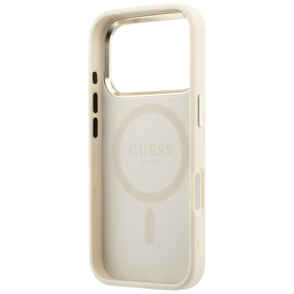 Etui MagSafe do Apple iPhone 18 Pro Max / 17 Pro Max, Guess, Saffiano Small 4G Classic, Beż