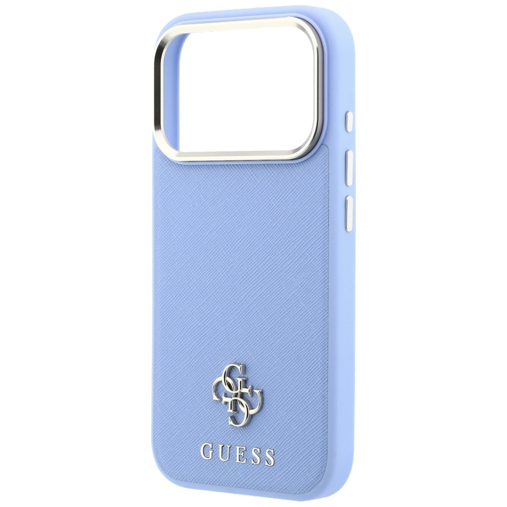 Etui MagSafe do Apple iPhone 18 Pro Max / 17 Pro Max, Guess, Saffiano Small 4G Classic, Bleu