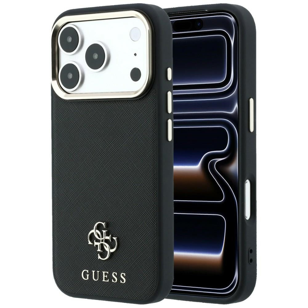 Etui MagSafe do Apple iPhone 18 Pro Max / 17 Pro Max, Guess, Saffiano Small 4G Classic, Czarny