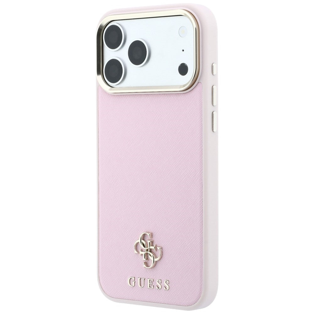 Etui MagSafe do Apple iPhone 18 Pro Max / 17 Pro Max, Guess, Saffiano Small 4G Classic, Różowe