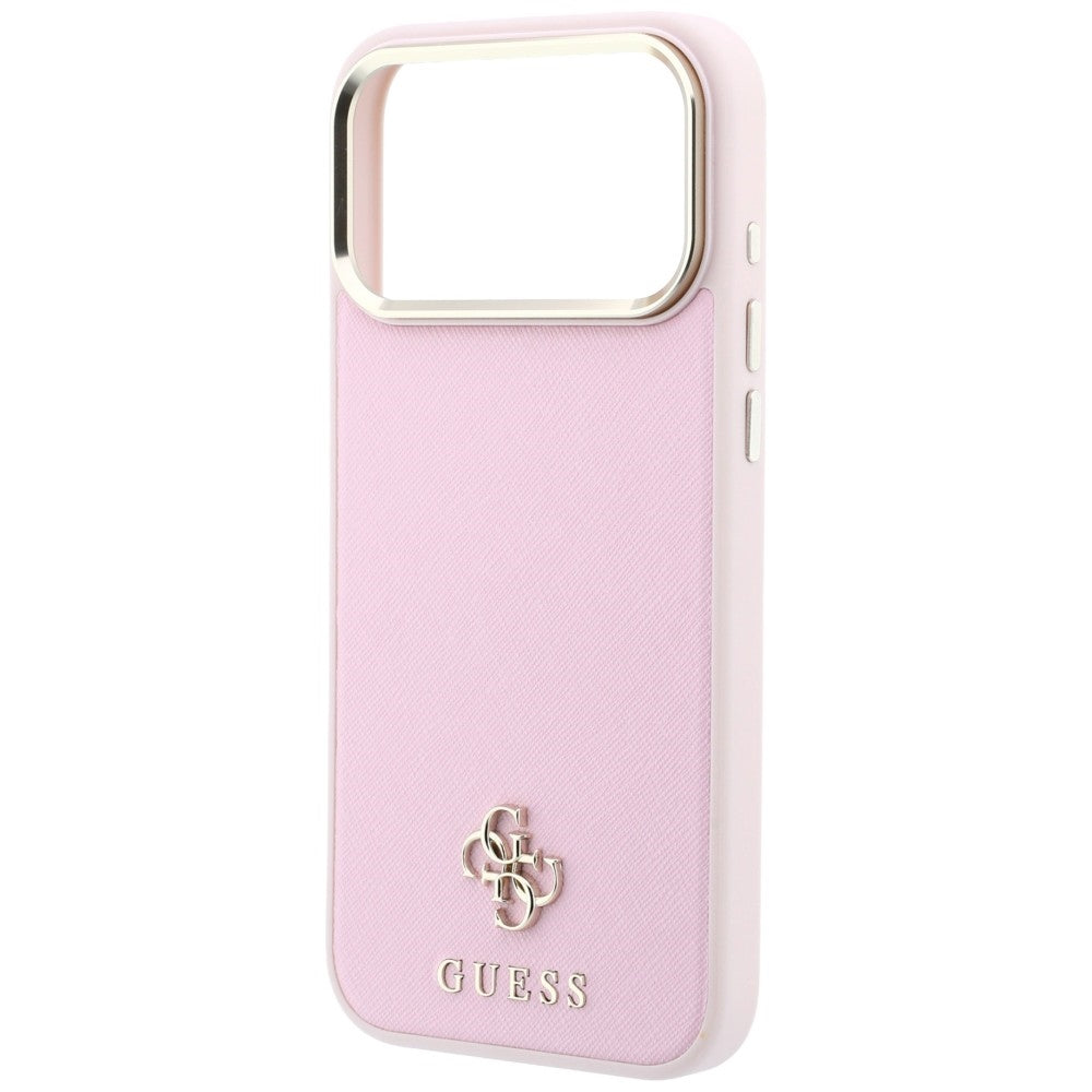 Etui MagSafe do Apple iPhone 18 Pro Max / 17 Pro Max, Guess, Saffiano Small 4G Classic, Różowe